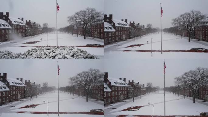 特拉华大学雪天无人机纽瓦克拜登天桥树篱校园