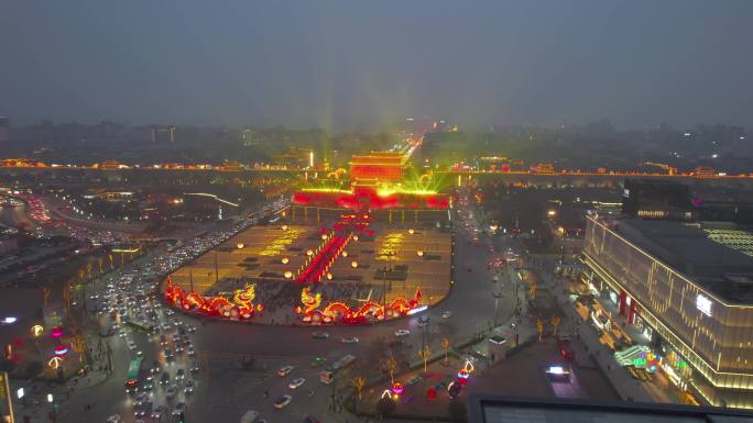 春节氛围，春节晚会分会场西安