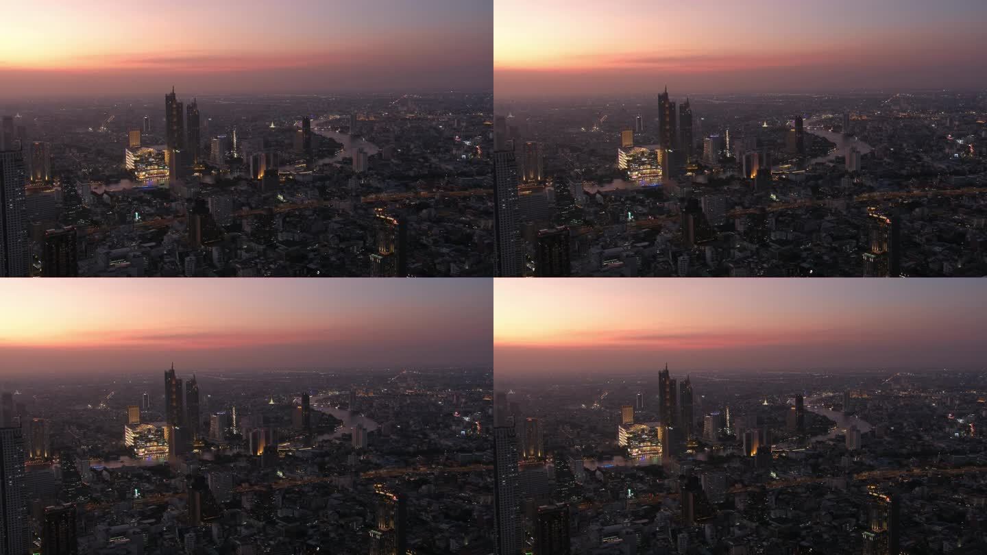 泰国曼谷城市高楼建筑天际线夜景风光