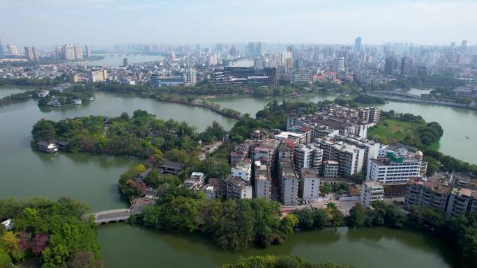 惠州城市建筑西湖冬季风光山水风景航拍