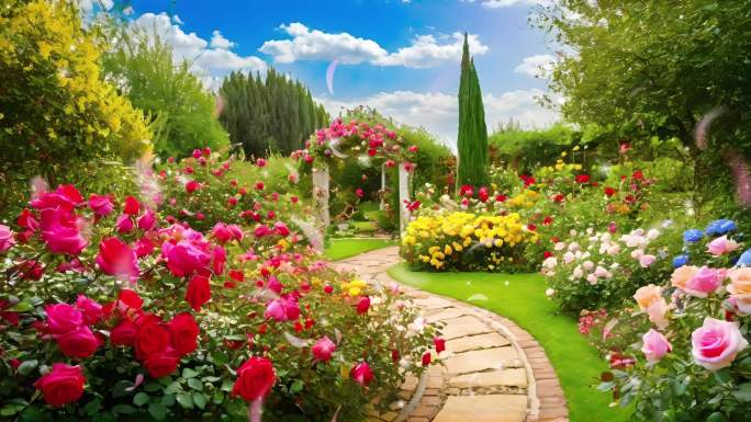 美丽迷人的玫瑰花园