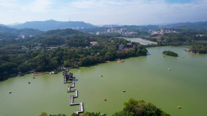 惠州城市建筑西湖冬季风光山水风景航拍