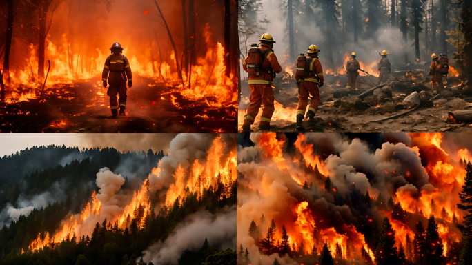 森林火灾 森林消防救援 山火野火救火英雄