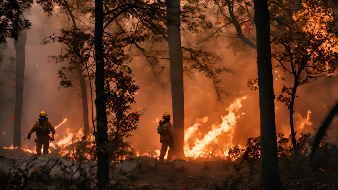 森林火灾 森林消防救援 山火野火救火英雄