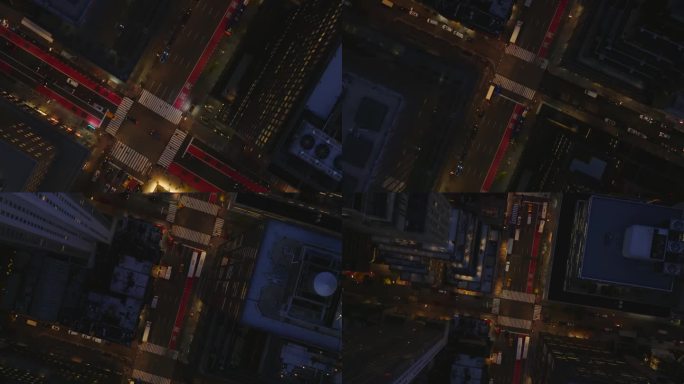 4k鸟瞰曼哈顿耀眼的街灯。