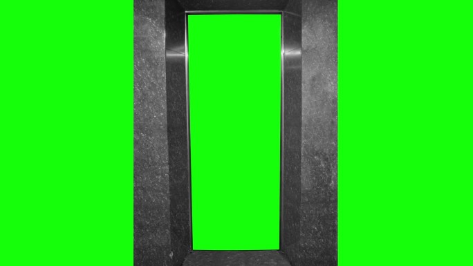 电梯门关闭和打开无缝4K视频循环与绿色屏幕键控
