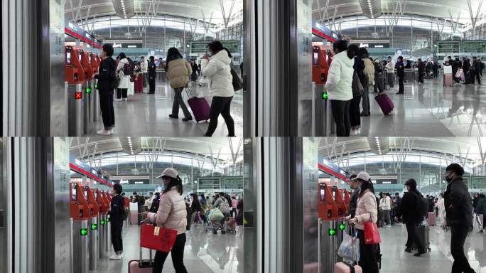 春运期间，刷身份证进站的乘客