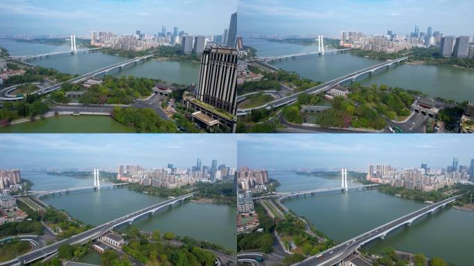 惠州城市建筑西湖冬季风光山水风景航拍