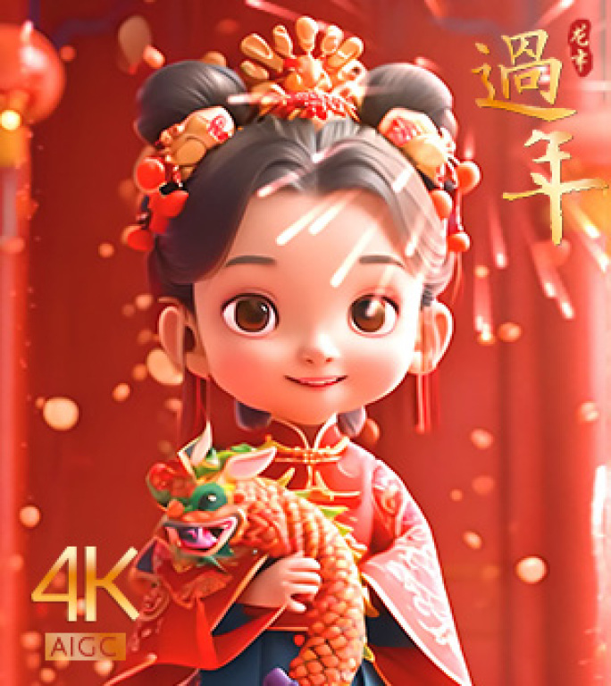 竖版龙年拜年短视频红包封面 农历春节贺年