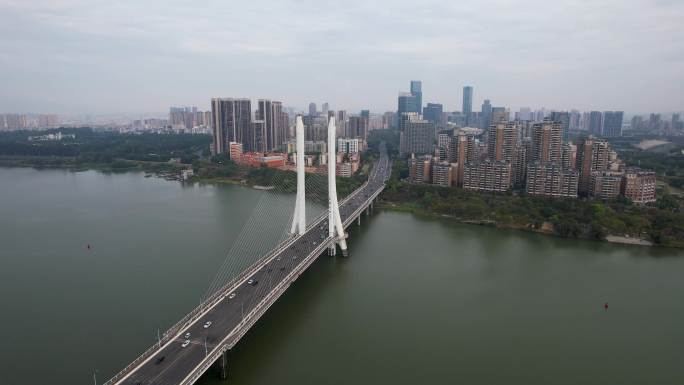 惠州城市建筑东江大桥山水风景航拍