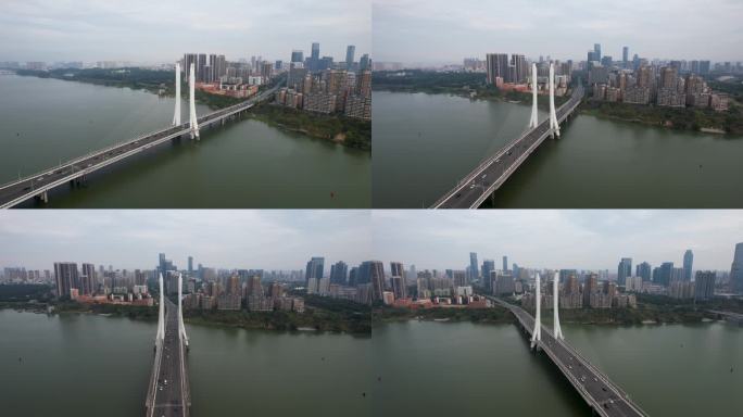 惠州城市建筑东江大桥山水风景航拍