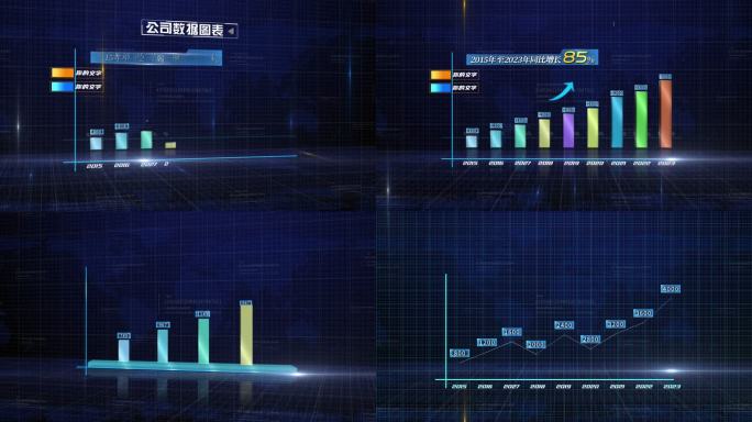 原创科技三维柱状图AE模板