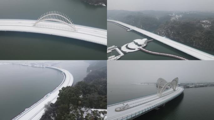 沾天湖大桥  雪景