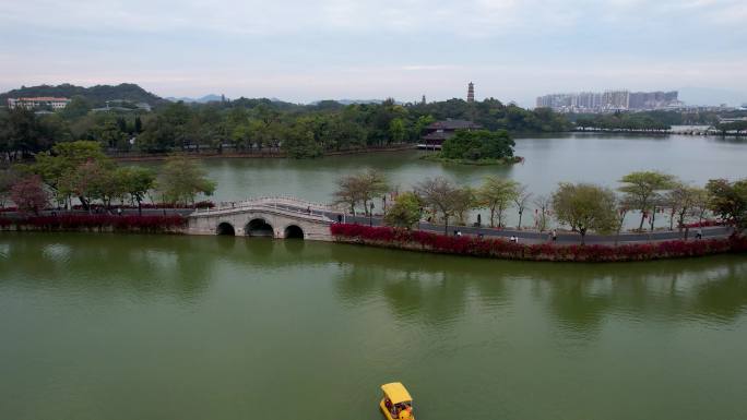 惠州城市建筑西湖冬季风光山水风景航拍