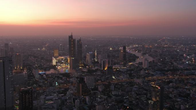 泰国曼谷城市高楼建筑天际线夜景风光