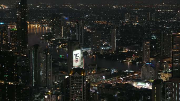 泰国曼谷城市高楼建筑天际线夜景风光