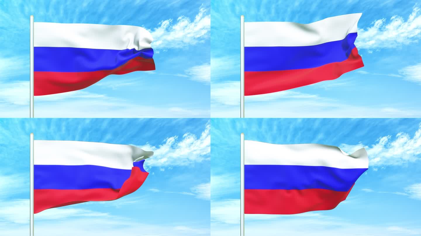 俄罗斯国旗空中飘扬