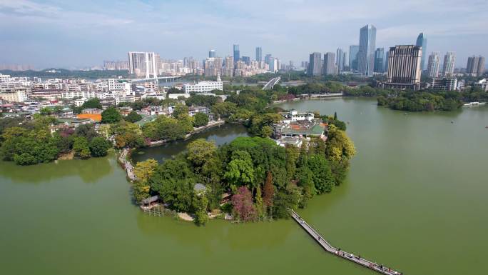 惠州城市建筑西湖冬季风光山水风景航拍