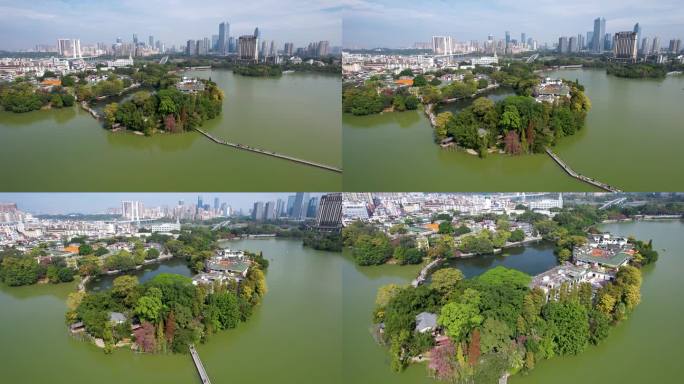 惠州城市建筑西湖冬季风光山水风景航拍