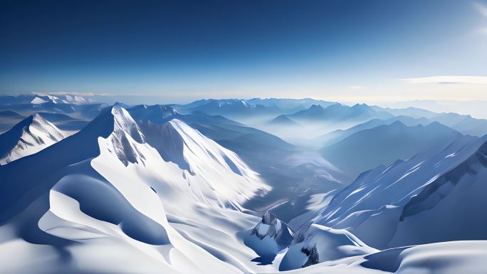 雄伟壮观大气雪山高山冰山山脉群山大山山