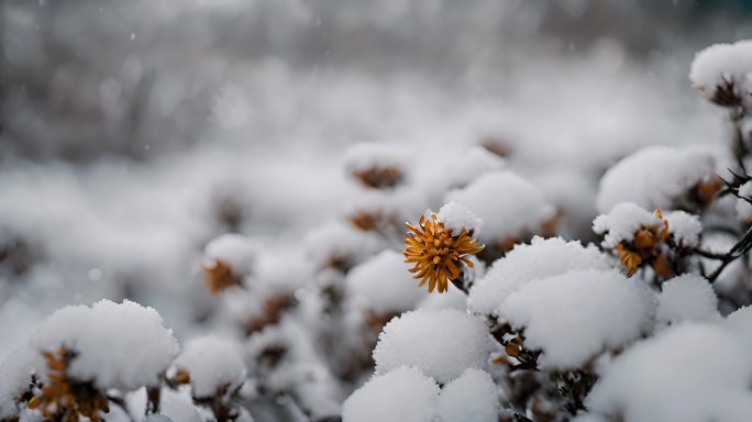 枝头的积雪下雪天