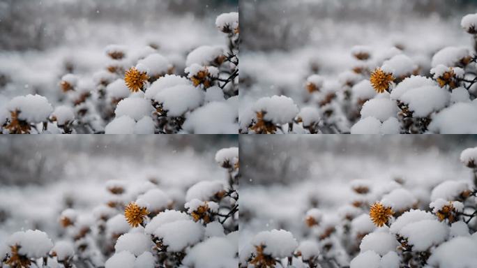 枝头的积雪下雪天