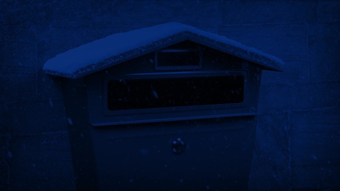 在雪夜投递信件或包裹
