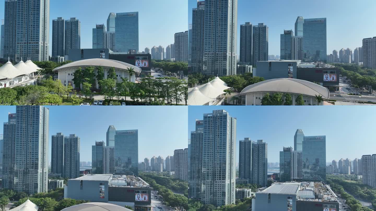 惠州金融中心航拍惠州市区高楼大厦建筑风光