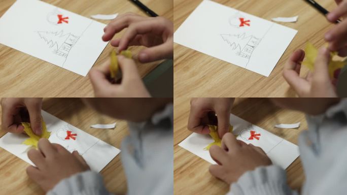 儿童手工美术课树叶贴画枫树叶银杏叶绘画