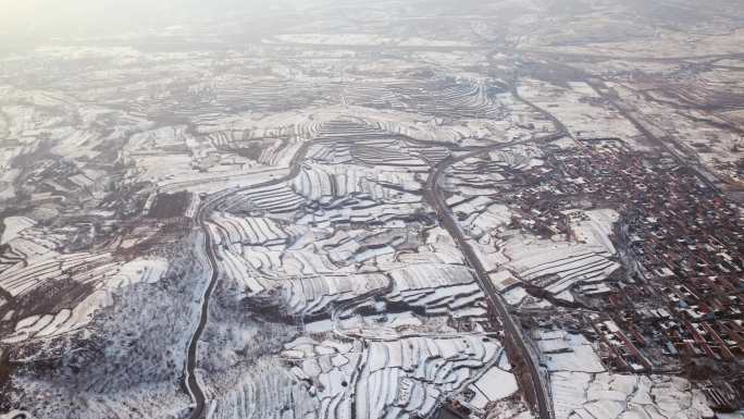 沂蒙山区梯田雪景