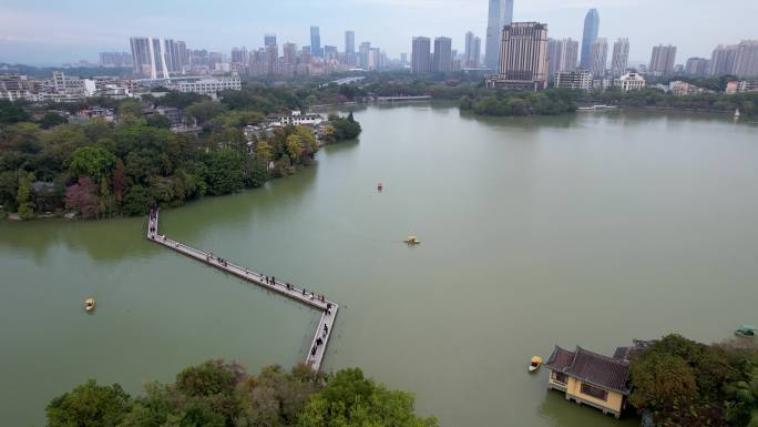 惠州城市建筑西湖冬季风光山水风景航拍