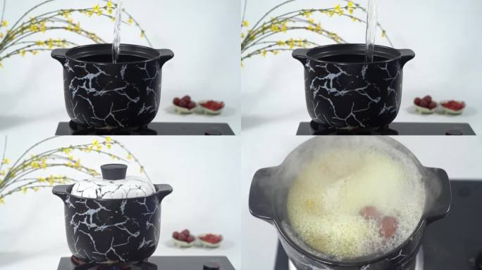 砂锅煮小米粥 开锅沸水