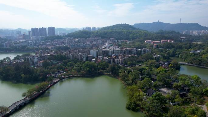 惠州城市建筑西湖冬季风光山水风景航拍