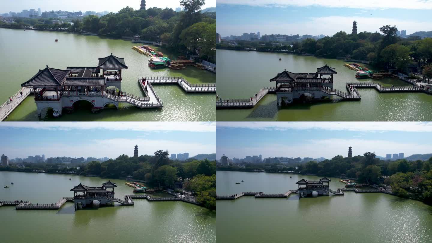 惠州城市建筑西湖冬季风光山水风景航拍