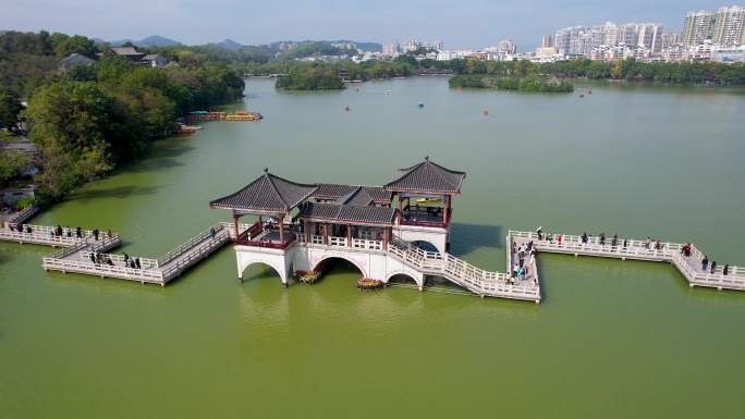 惠州城市建筑西湖冬季风光山水风景航拍