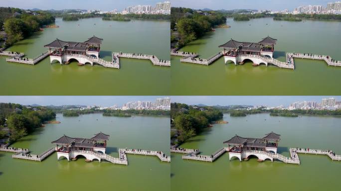 惠州城市建筑西湖冬季风光山水风景航拍