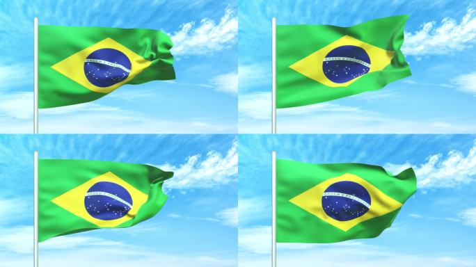 巴西国旗空中飘扬