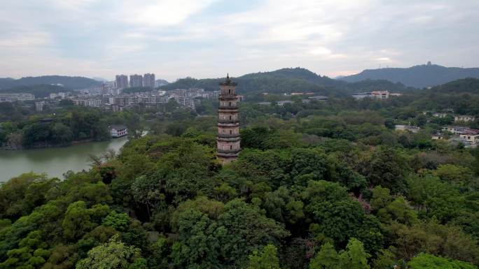 惠州城市建筑西湖冬季风光山水风景航拍