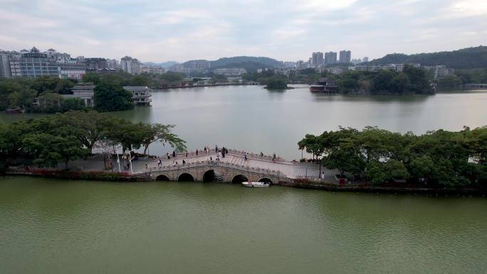 惠州城市建筑西湖冬季风光山水风景航拍