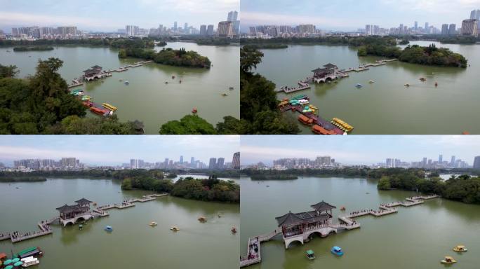 惠州城市建筑西湖冬季风光山水风景航拍