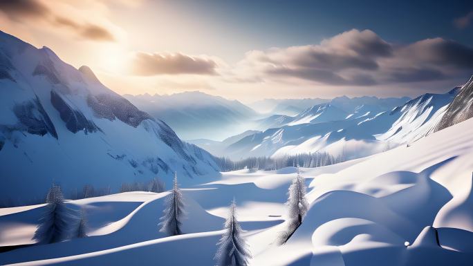 雄伟壮观大气雪山高山冰山山脉群山大山山