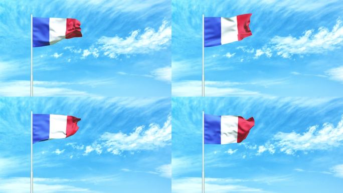 法国国旗空中飘扬