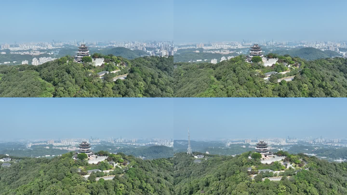 惠州挂榜阁航拍红花湖景区山峰山顶风光风景