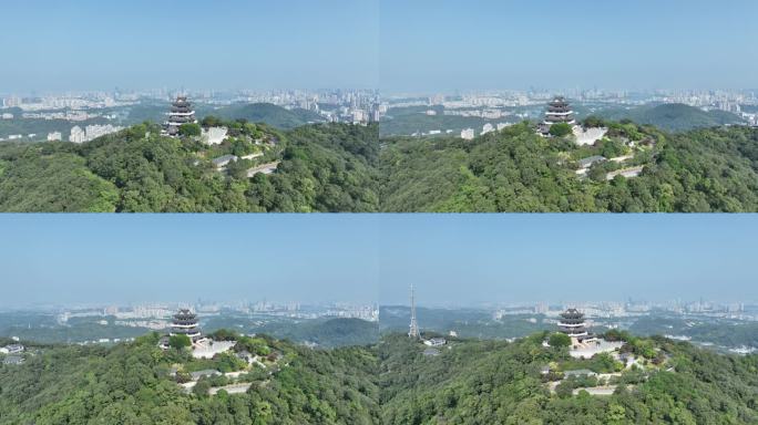 惠州挂榜阁航拍红花湖景区山峰山顶风光风景