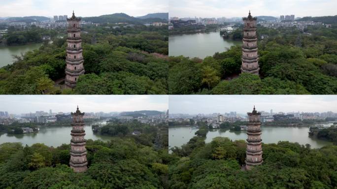 惠州城市建筑西湖冬季风光山水风景航拍