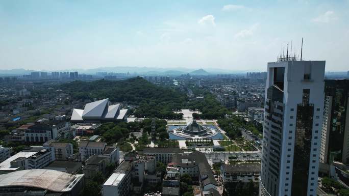 浙江绍兴城市广场航拍