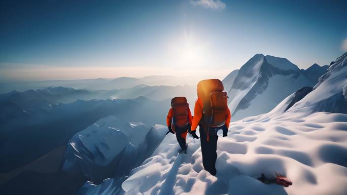 爬山登山攀登雪山追梦宣传片年会开场片头