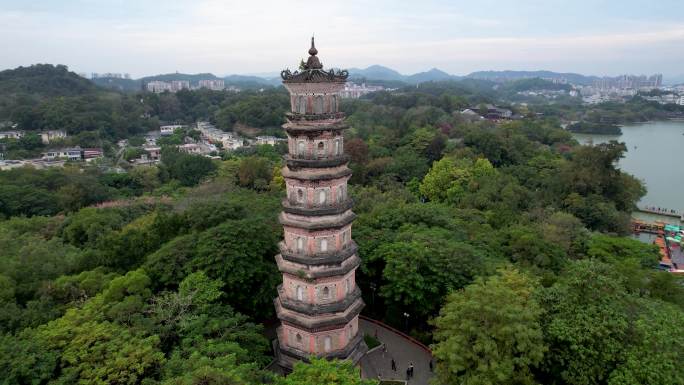 惠州城市建筑西湖冬季风光山水风景航拍