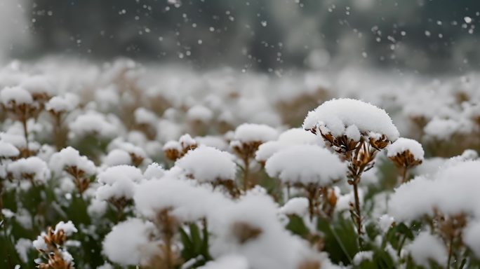 枝头的积雪下雪天