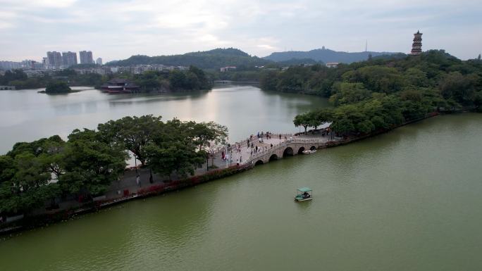 惠州城市建筑西湖冬季风光山水风景航拍